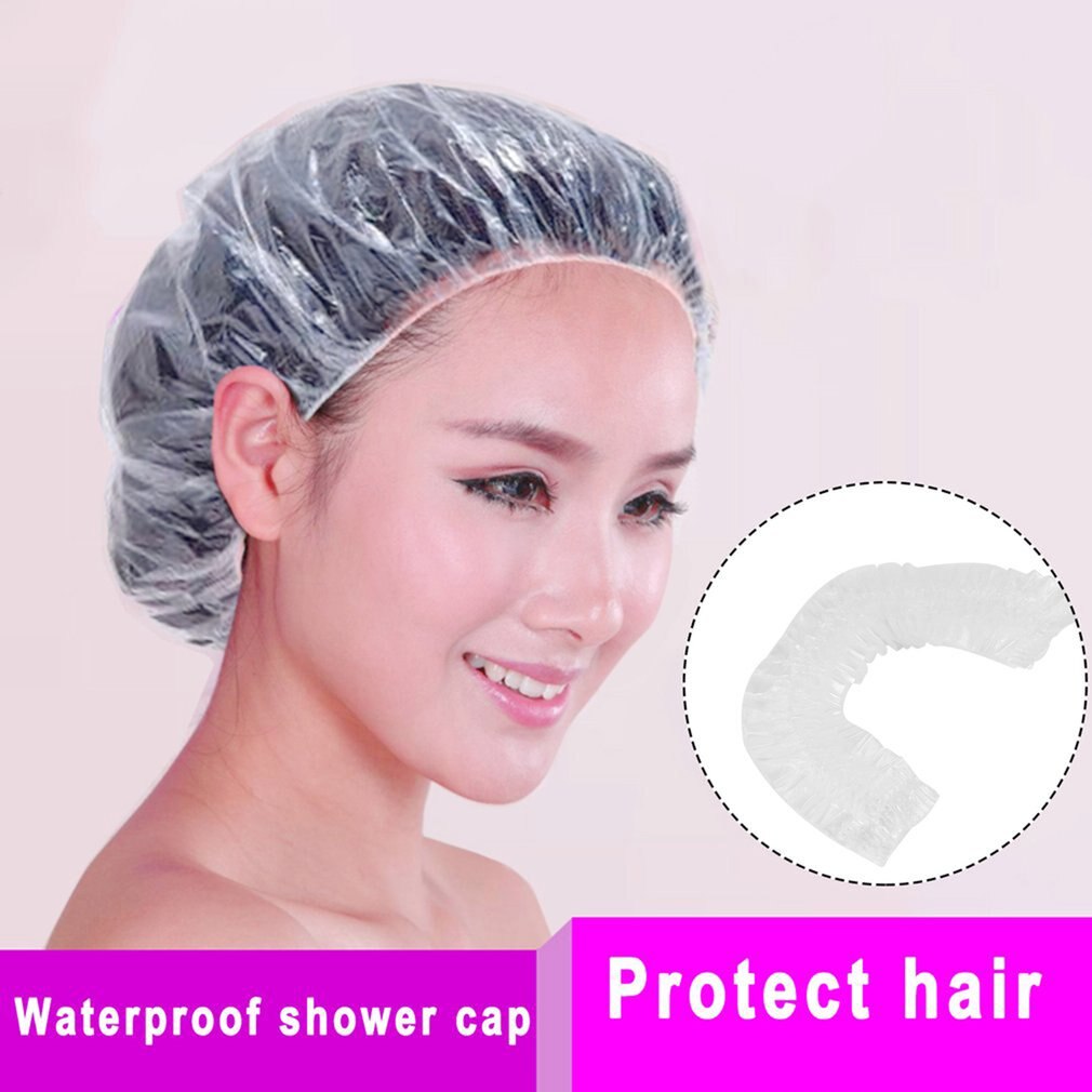 100 stks/set Wegwerp el Thuis Vrouwen Douche Bad Cap Waterdichte Elastische Volwassenen Badmuts Haar Cover Douche Caps