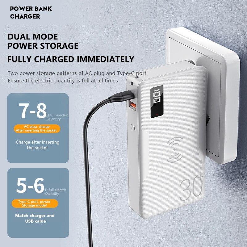 3 in 1 Xiaomi wireless powerbank QI 20000mAh 18W PD QC3.0 Fast Charger 30000mah battery For iPhone Samsung External battery