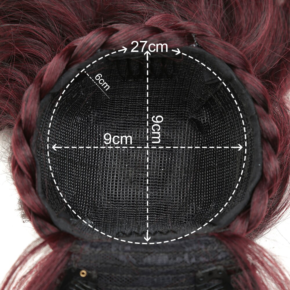 16inch 160g Synthetic Ponytail With Bangs 2Combs Curly Wave Hair Rose Intranet Wine Red For Black White Women