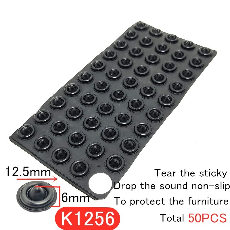 1 sæt selvklæbende sort antiskrid runde gummi kofangerpuder silikone fødder pads klæbrig silikone støddæmper: K1256