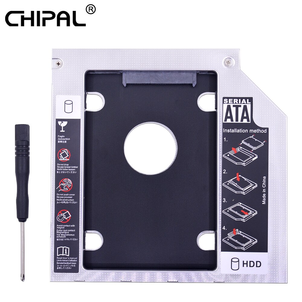 Chipal hdd 2 ° segundo caddy 9.5mm sata 3.0, caixa de disco rígido de alumínio para laptop 9.5mm dvd