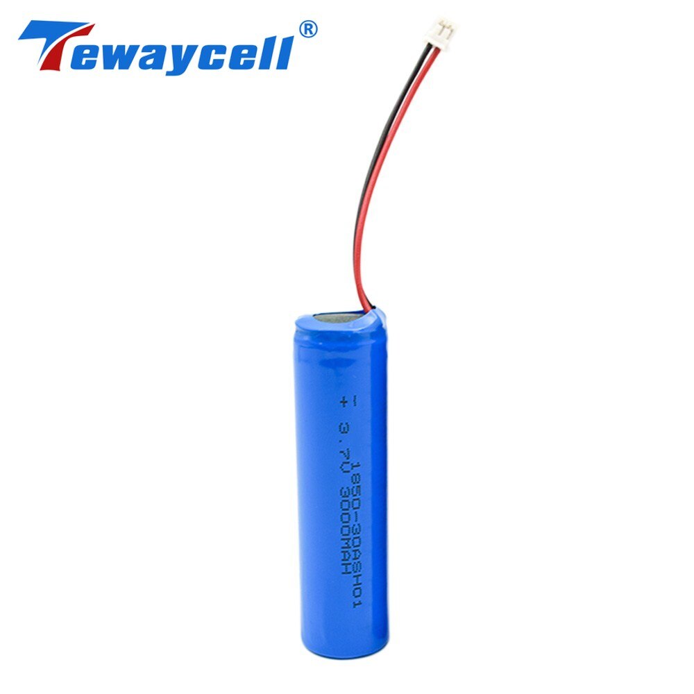 Tewaycell 3pcs Lithium Ion Battery 18650 3.7v 3000mah 18650 Bulk with Pcb Wires Connector