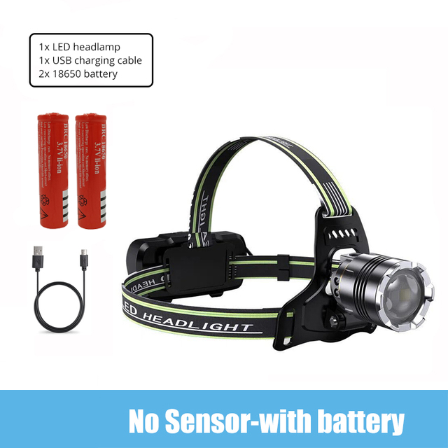 E2 hvide + uv-lys pandelampe bevægelsessensor led dobbelt lys usb genopladelig udendørs pandelampe campinglommelygte vandtæt zoom: Foranderlig