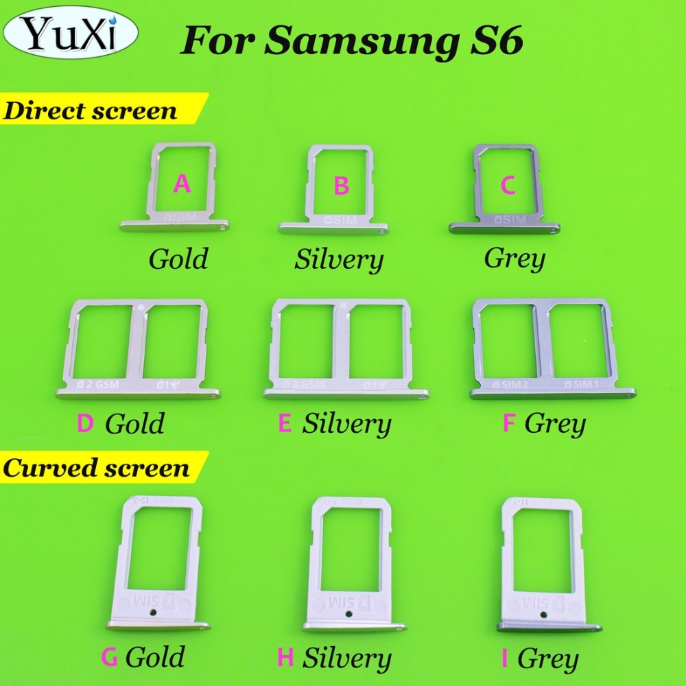 YuXi SIM Kaartlezer Houder Lade Slot Voor Samsung Galaxy S6 Edge G9250 G925F G9208 G920F Single/Dual Sim Tray houder