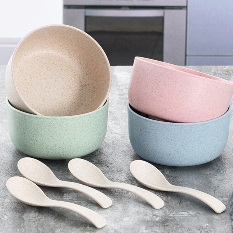 Tarwe Stro Kom Set Kinderen Servies Huishoudelijke Rijstkom Set Tarwe Servies Set Leuke Baby Kom