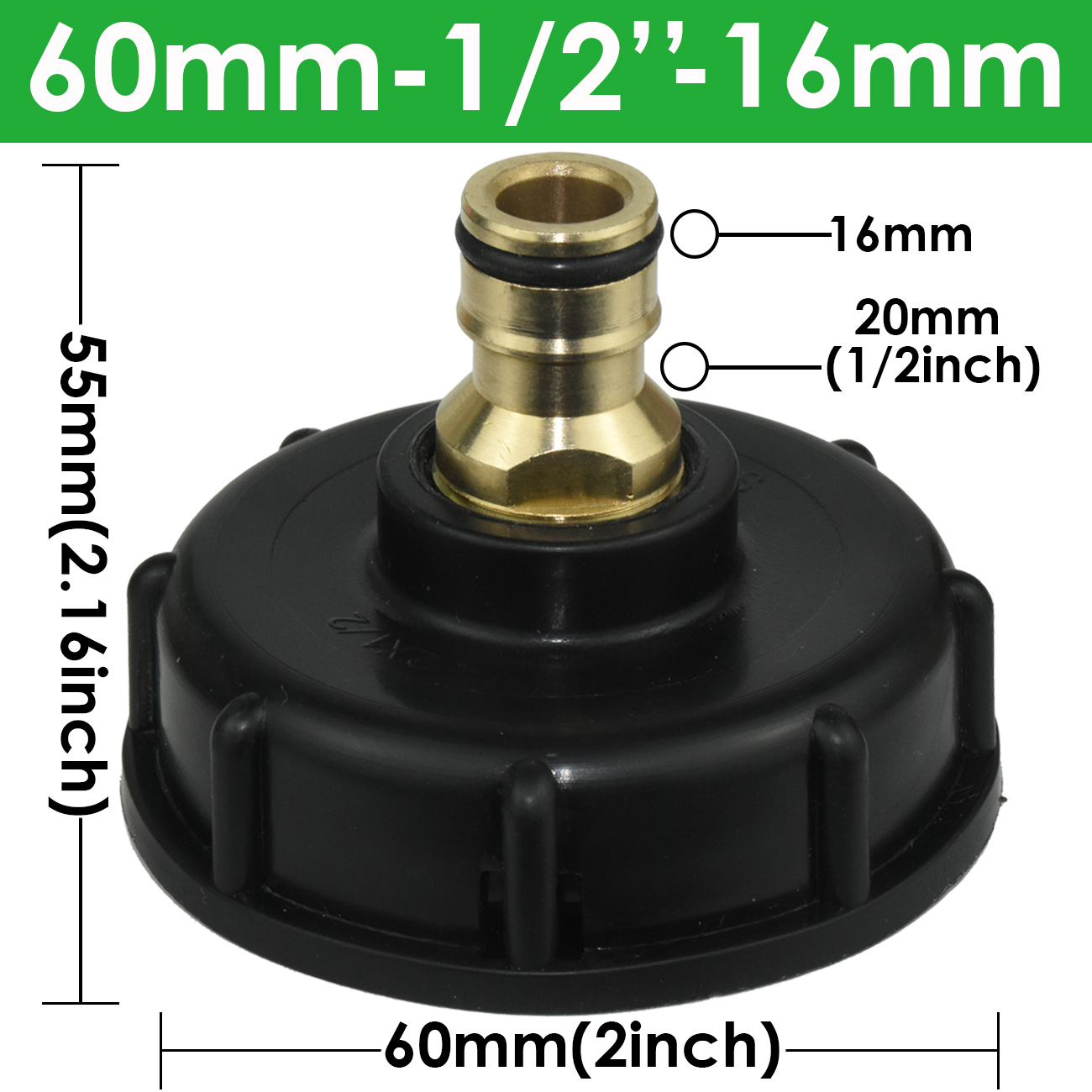 IBC Brass Tap Adapter Replacement S60 Water Tank 1/2'' Coupling Connecter Coarse Thread Garden Home Repair Valve Fitting Faucet: Brown