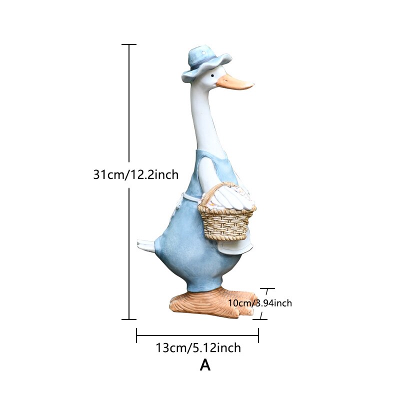 Duck Ornaments Resin Artificial Duck Garden Sculpture Animal Statue Couple Decoration Simulation Pond Decor Landscape Crafts: A