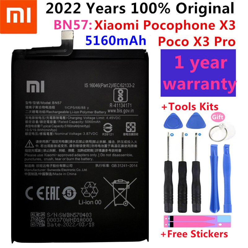 100% Originele Xiao Mi BN57 5060Mah Telefoon Batterij Voor Xiaomi Pocophone X3 Poco X3 Pro Vervanging Batterijen