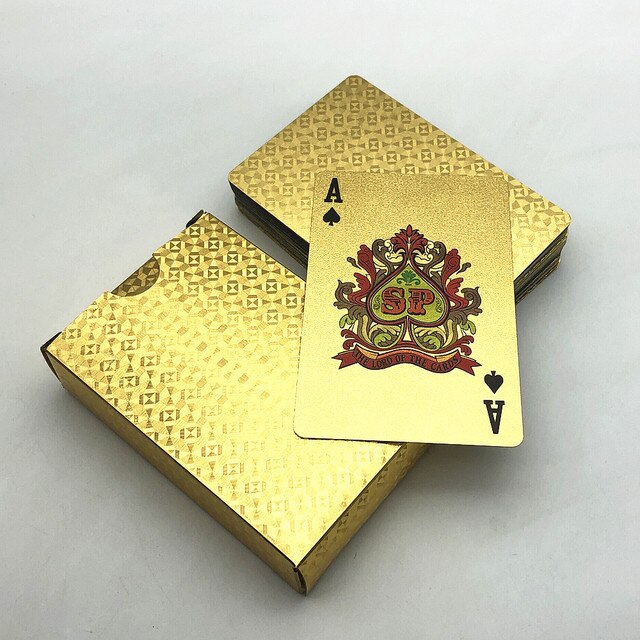 24K Gold Spielkarten Kunststoff Poker Spiel Deck Gold Folie Magie Poker einstellen Schwarz Kunststoff Magie Wasserdichte Deck Familie tabelle Spiel: Gold