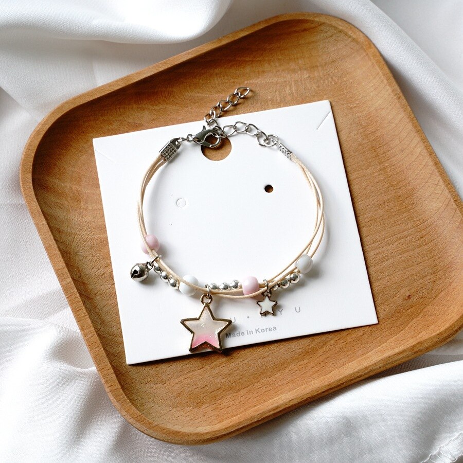 Mode Vlinder Hanger Charm Armband Voor Vrouwen Meisjes Acryl Kralen Sterren Maan Koreaanse Stijl Sieraden Accessoires: C