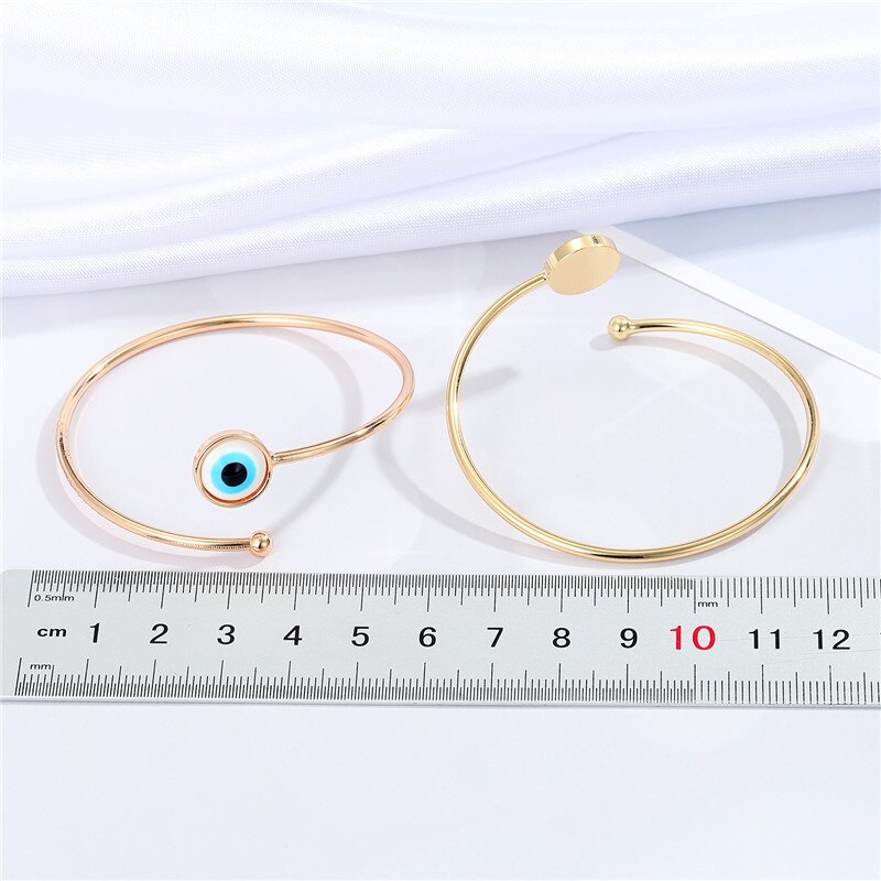 Bracelet porte-bonheur mauvais œil bleu pour femmes, 1 pièce, Vintage rond turc, ouvert, réglable, bijoux B41