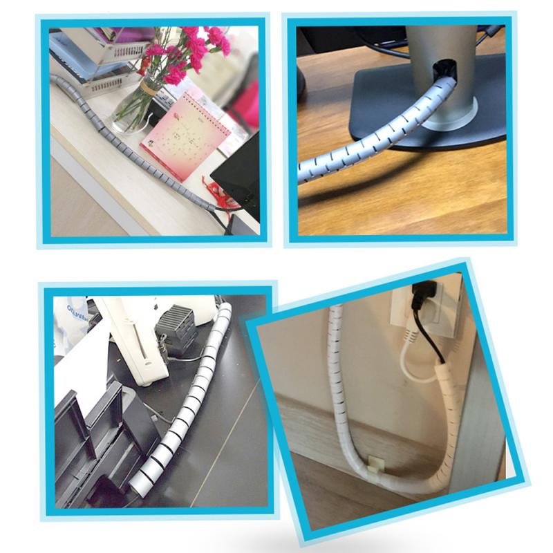 1.5m Wire Management Protector Cable Organizer Cable Winder Coiled Tube Sleeve Desktop Computer Power Cord Storage Wrap