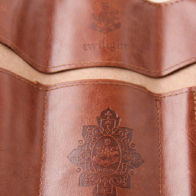 Twilight Vintage Bandage Synthetic Leather Brown Color Pencil Case Pen Storage Pouch Bag for Pen Brush Stationery School A6304