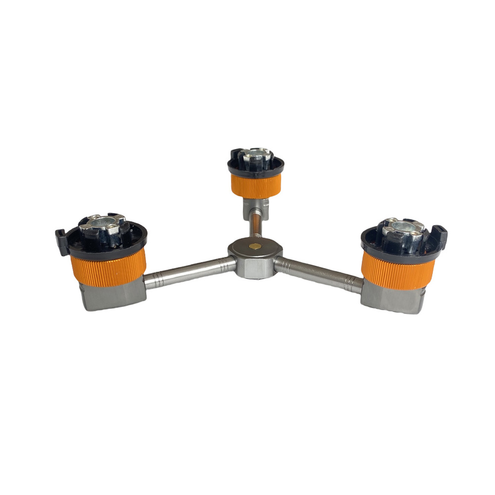 3 in 1 Butane Adapter Extension Split Furnace Adapter E-Three Outputs Gas Tank Conversion Head Gas Distributor Conversion Head: Yellow