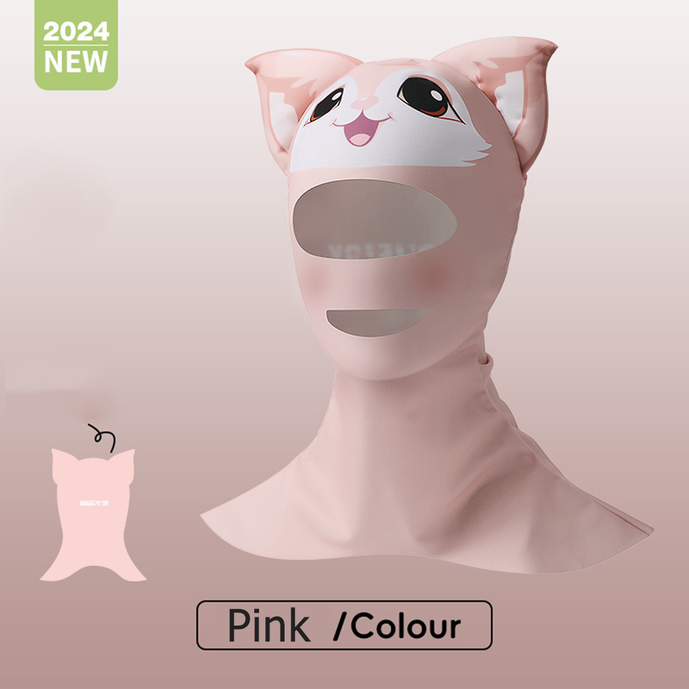 Swiming Diving Facekini UV Sun Protection Full Face Mask Head Neck Cover Face Elastic Swim Cap for Diving Water Sports Wear: WHITE