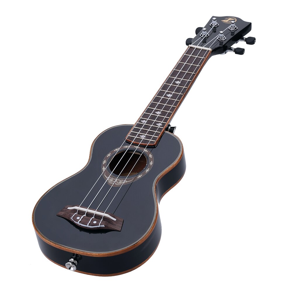 21" Soprano Ukulele 4 Strings Spruce Ukulele Ultrathin Special Black Color