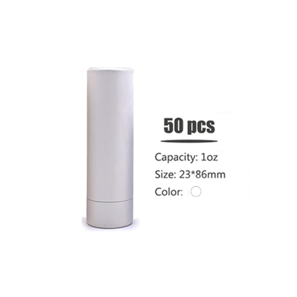 50 Stuks Lege Papier Shell Lipstick Buizen Met Cap Lippenbalsem Chapstick Houder Diy Makeup Tools Hervulbare Container: White1