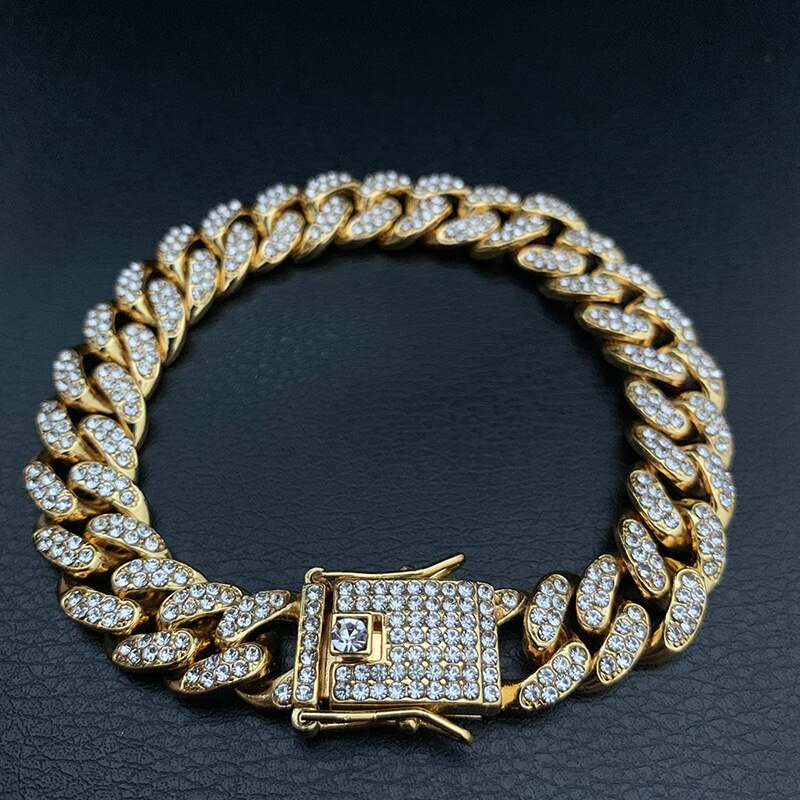 Alta qualidade 51g hip hop completo aaa pedra bling gelo para fora pavimentar pulseira masculina miami cubana link chain pulseiras para jóias masculinas