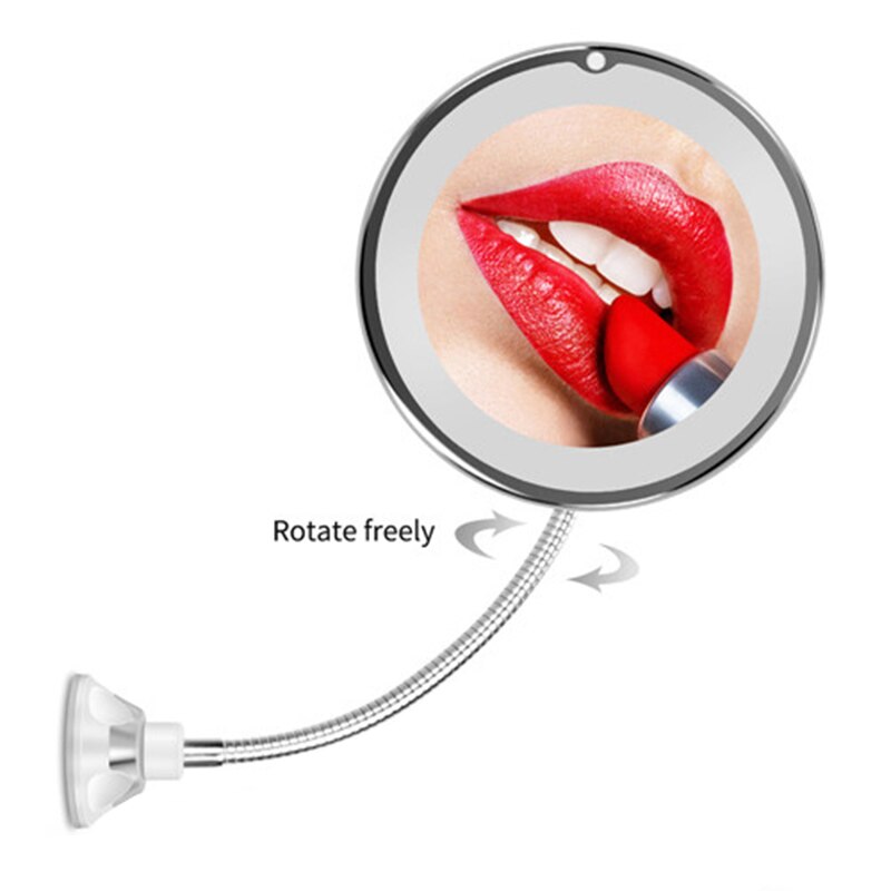 Costway LED Mirror Flexible Makeup Mirror with Led Light Mirrors 10X Magnifying Mirrors Light Cosmetic Miroir With Suction Cup: Default Title
