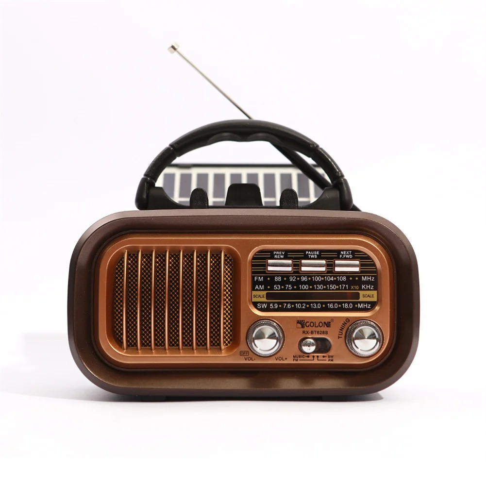 Rerto AM FM Radio Operated By USB Cable/Solar Panels Rechargeable Excellent Reception Portable Multi-function Retro Speaker: PURPLE