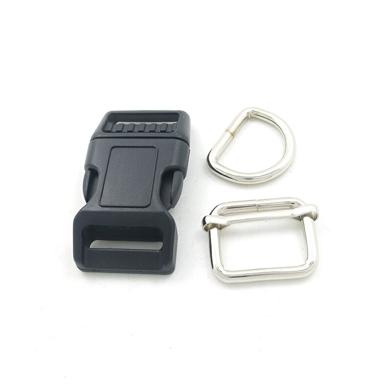 (metal buckle+adjust buckle+D ring/set) 25mm diy dog collar accessory durable and strong hardware Kirsite slider 6 kinds: Black CK25SJ01