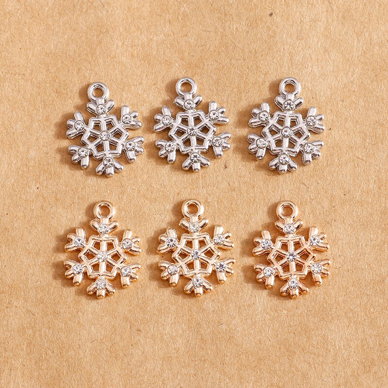 10Pcs 13*17Mm Metalen Crystal Snowflake Charms Mode-sieraden Maken Earring Hanger Armband Ketting Charms Diy Bevindingen