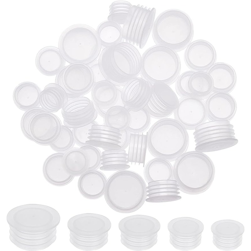 5 Size 50PCS Salt and Pepper Shaker Stoppers Plastic Salt Shaker Plug Stopper 1/2 to 7/8 Inch Replacement Plug Bottle Caps