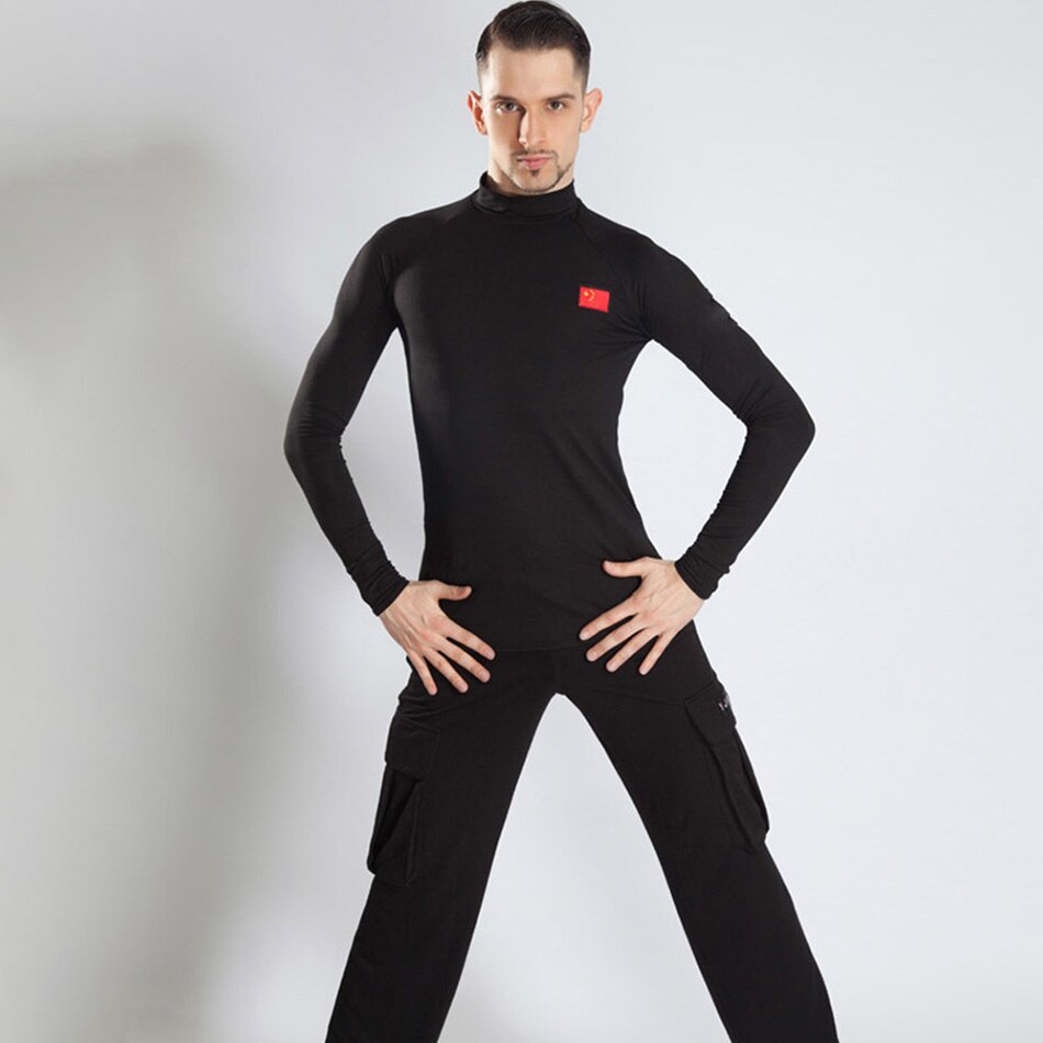 Mann latin dans kjole lang erme latin dans topper for mann ballroom samba tango chacha dans performamnce  by292