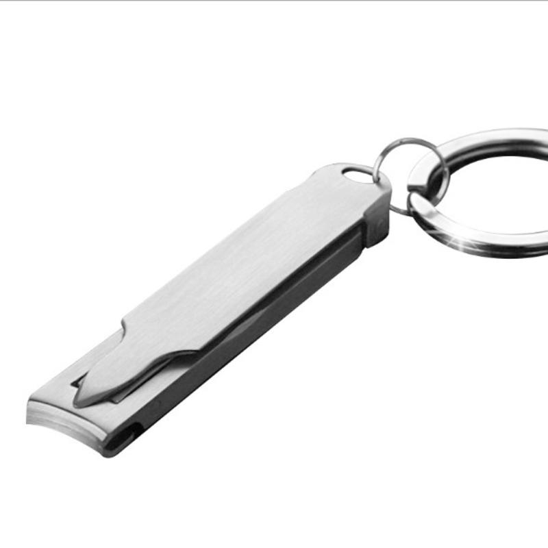 Stainless Steel Ultra-thin Foldable Hand Toe Nail Clippers Cutter With Keychain Cutter Trimmer Silver Nail Art Tool Key Ring