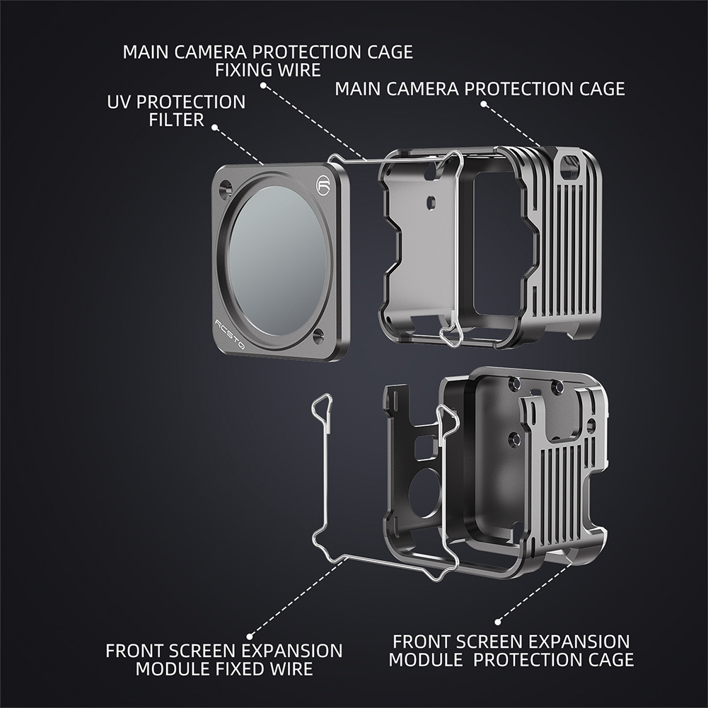 Metallkäfig für dji osmo action 2, magnetisches rahmengehäuse, schutzhülle, kamerazubehör