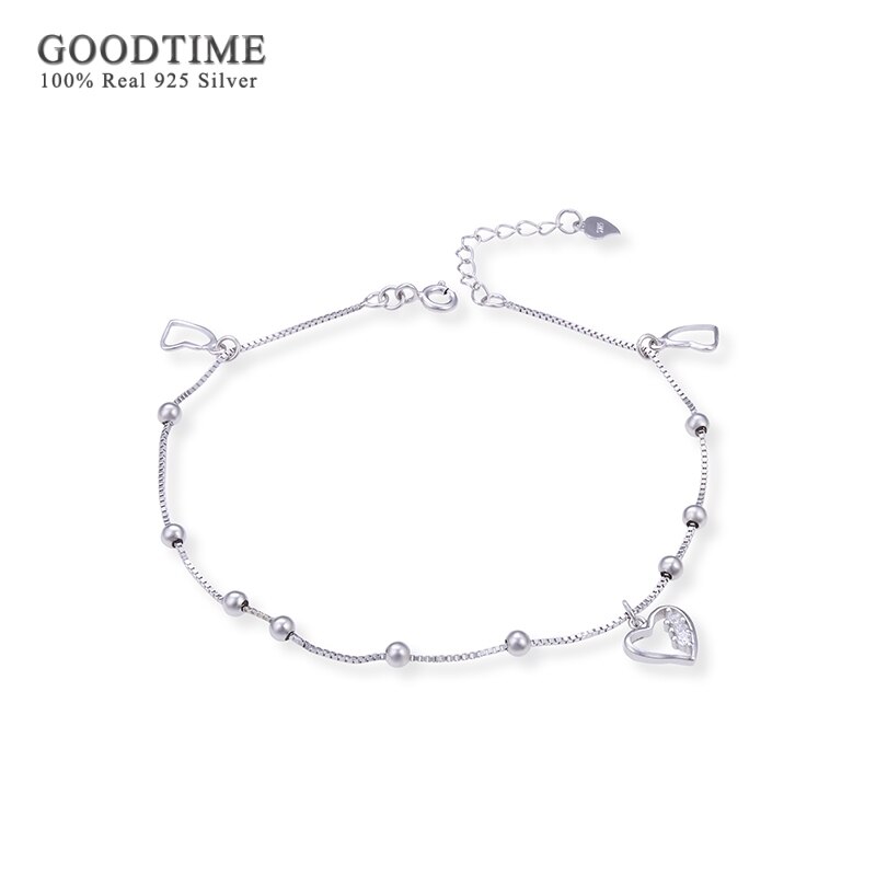 Delle Donne di modo del Calzino 925 Sterling Silver Cuore di Amore Perle di Zircon Argento Cavigliera Studente Ragazza Del Piede Fresco Accessori Per Il Vestito Up