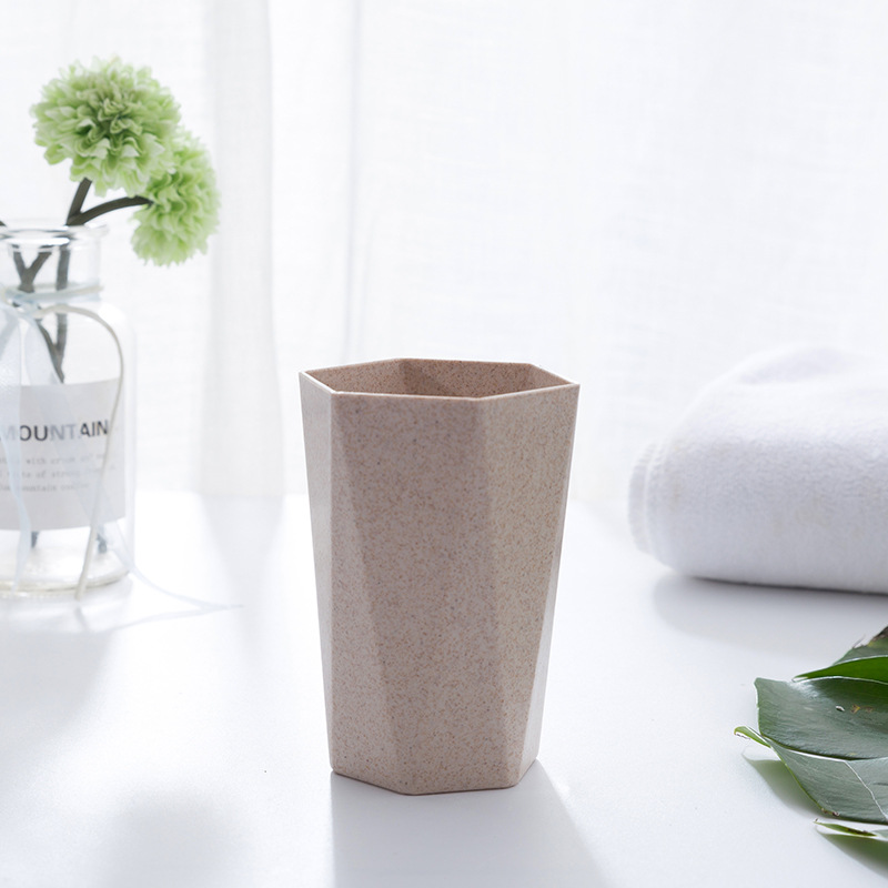 Vasos de baño de paja de trigo ambiental, enjuague bucal , cepillo de dientes, cepillo de dientes, taza de agua, taza de lavado: Diamond - Beige