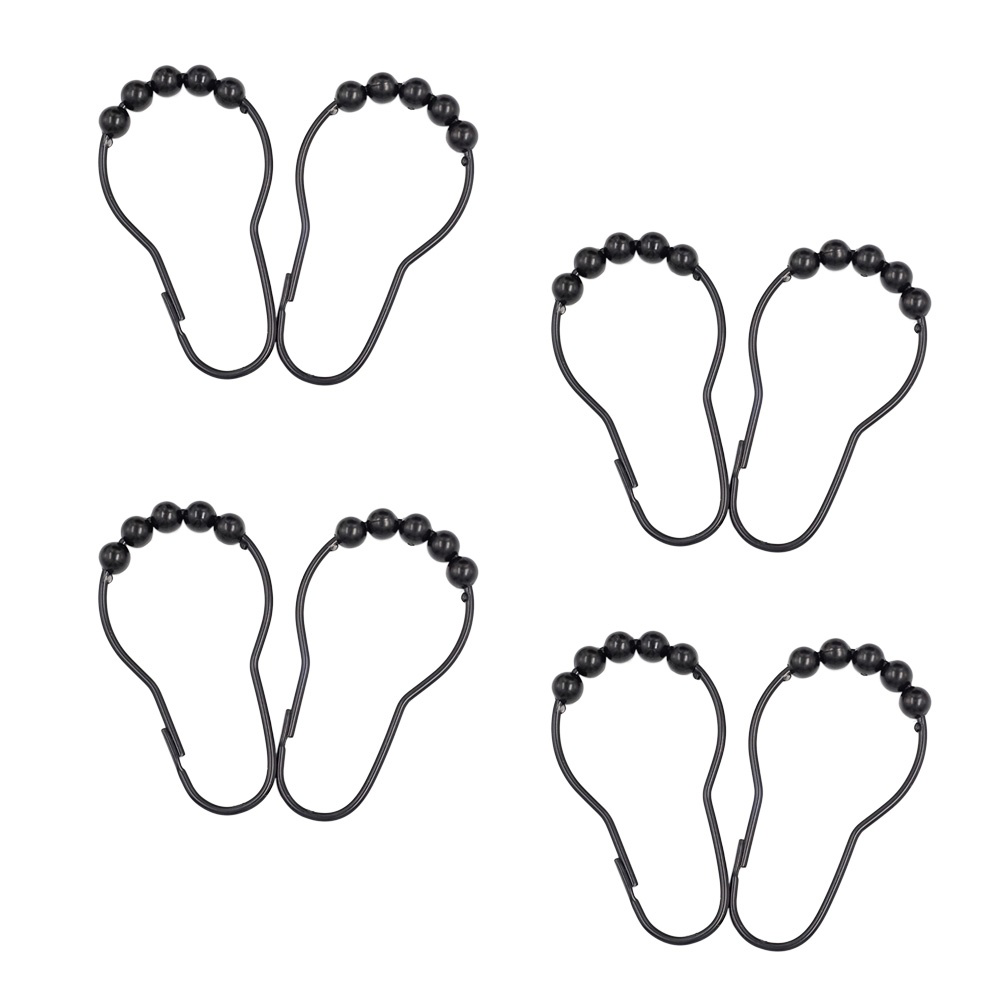 Ganchos de Metal para anillos de cortina, rodamientos de bolas de rodillo de ducha, Clips colgantes silenciosos, decoración del hogar, accesorios de baño, 12 Uds.