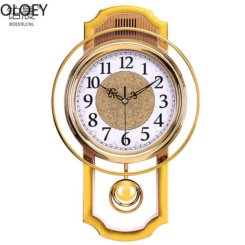 Gold Vintage Wall Clock Luxury Swing Clock Wall Watch Mechanism Living Room Modern Digital Wall Clock Clocks Swingable Europe