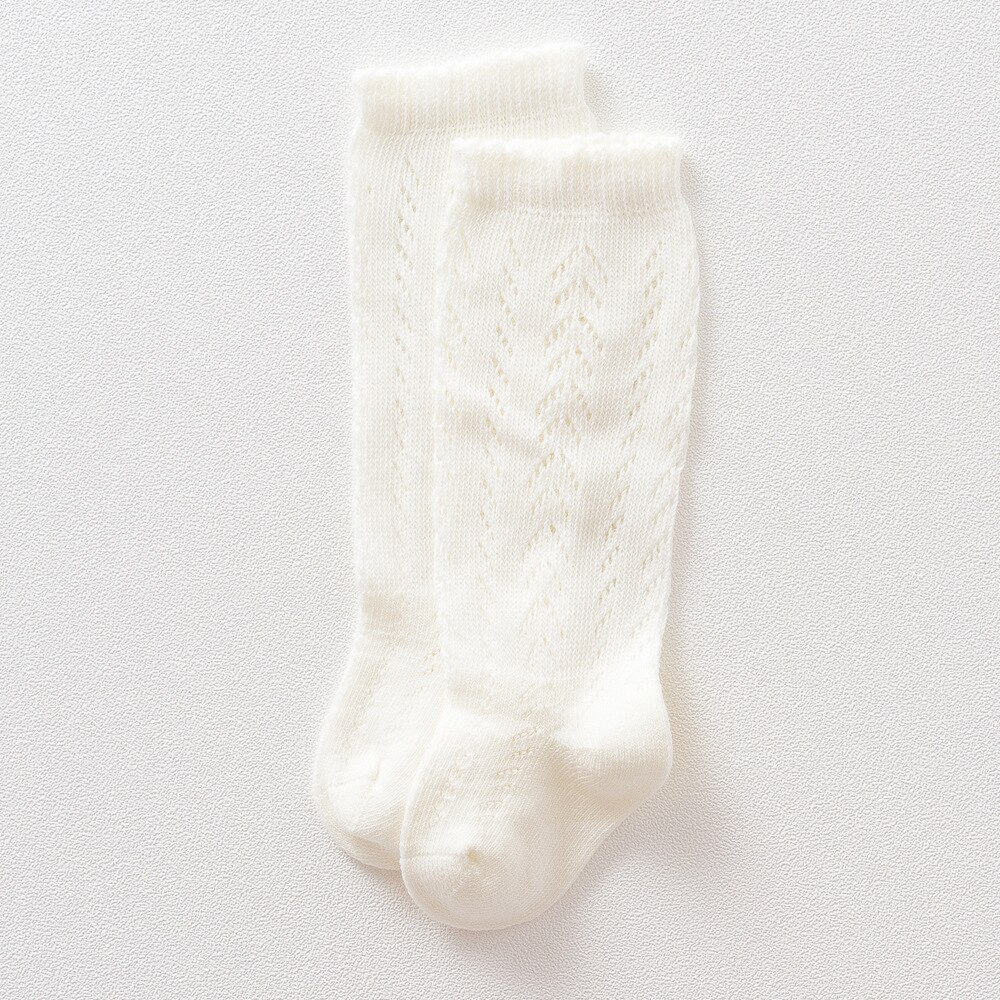 Calcetines hasta la rodilla de estilo español para bebé y niña, para niños pequeños de Lolita medias caladas, medias de malla de rejilla, medias de princesa 5T: milk white / 6M-18M
