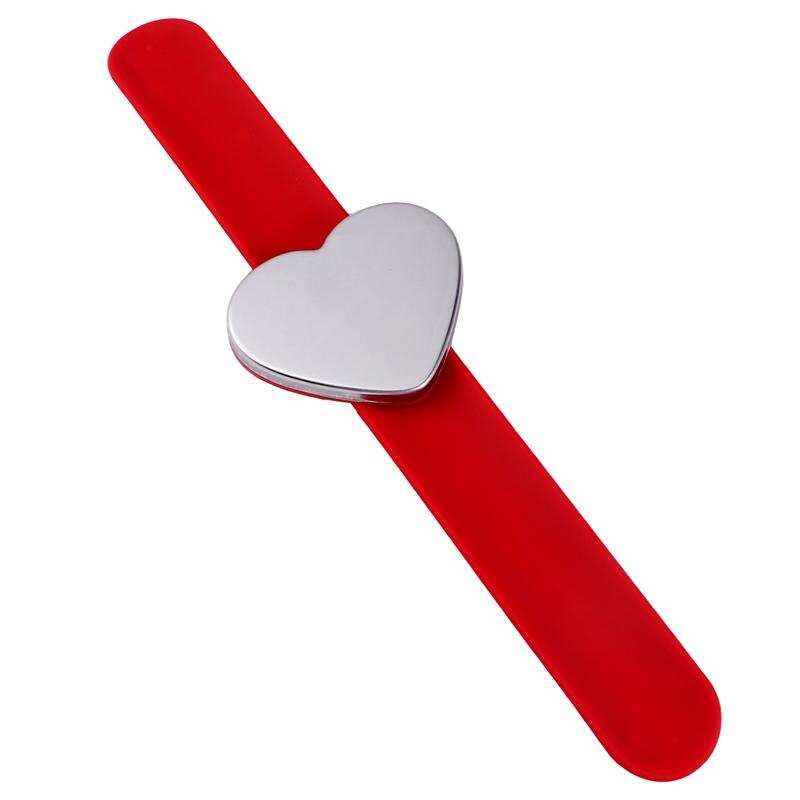 Magnetic Pin Bracelet Heart Shape Silicone Hand Band Wrist Strap Slap Bracelet Arm Pin Cushion Holder For Salon Hairstyling Clip: Red