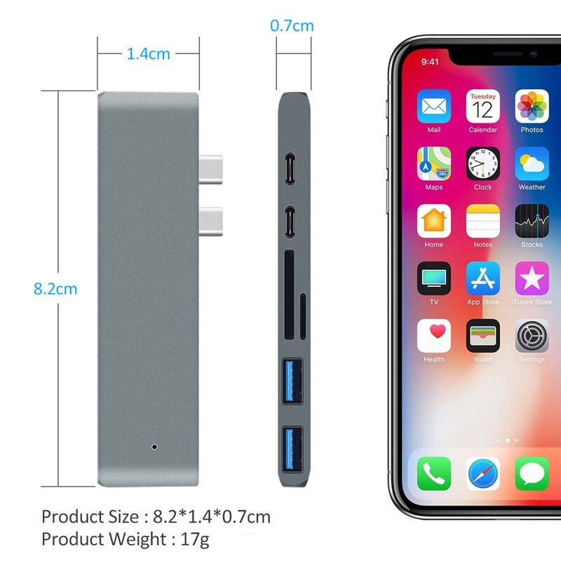 Dubbel typ-c usb c macbook pro dockningsstationer för bärbar dator till hdmi tf sd kortläsare hub dockningsstation 4k stöder mac air