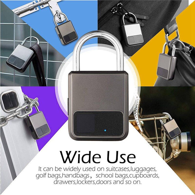 Fingerprint Padlock,Smart Padlock,Combination Lock, Suitable for House Door, Bookcase, Suitcase, Backpack, Gym, Bike, Office, Su