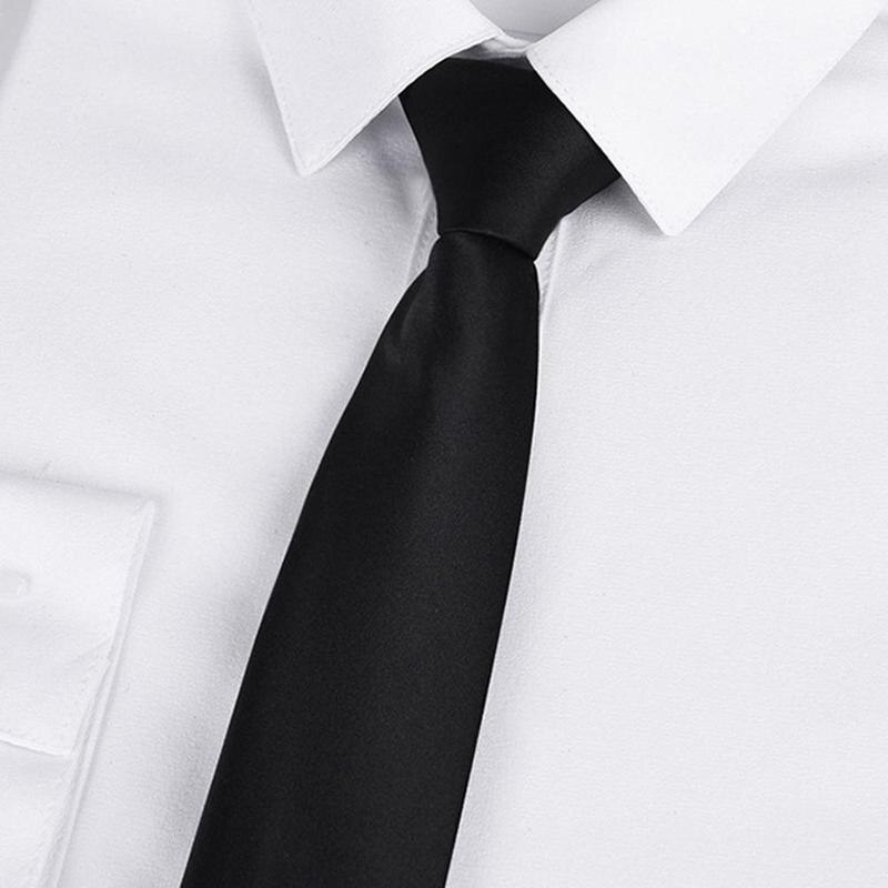 Corbata Negra con Clip para hombre y mujer, corbatas de seguridad para hombre y mujer, corbata negra mate, corbata para funerario, corbata Unisex