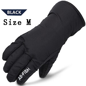 Winddicht Vrouwen Sneeuw Handschoenen Ski Handschoenen Snowboard Waterdichte Handschoenen Sneeuwscooter Motorrijden Winter Handschoenen Voor Mannen: Black M