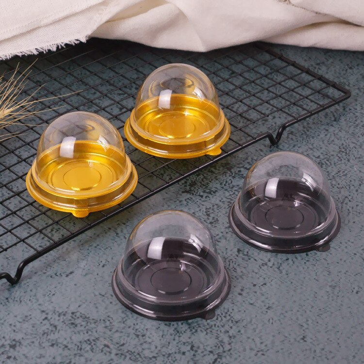 50 Stuks Ronde Mini Maan Cake Container Trays Wedding Party Favor Dozen Yolk Scherpe Verpakking Bakken Accessoires