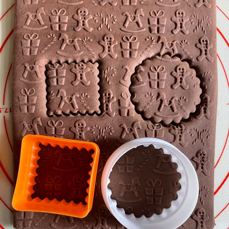 Julkavel med mönster renblomma trä bakning kakor kexfondant tårtdeg graverad embossing roller