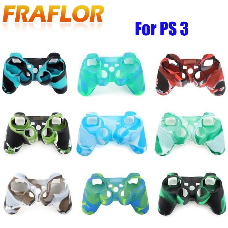 Funda protectora suave antideslizante de camuflaje para Playstation 3, funda de goma de Gel de silicona suave para mando de PS3