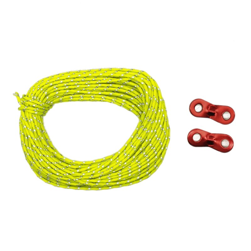 Corda fluorescente para acampamento, corda de tenda com dossel reflexivo para barraca, caminhadas ao ar livre, 15m/50ft