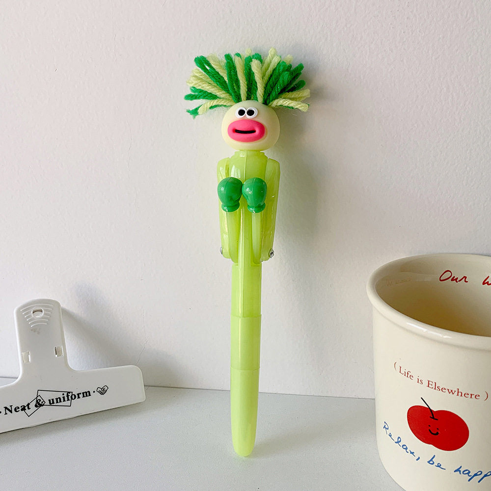 Kugelschreiber, lustiger Stift, Unterschrift Kuli 1.0, niedlicher Charakter-Puppenstift, Boxstift, Schreibstift, glattes Schreiben: Grün