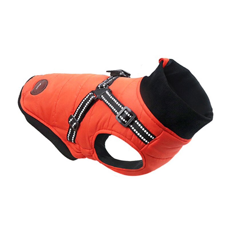 French Bulldog Jacket With Harness Winter Warm Dog Clothes For Small Medium Dogs Waterproof Pet Coat Chihuahua Pug Teddy Outfits: Orange / XL