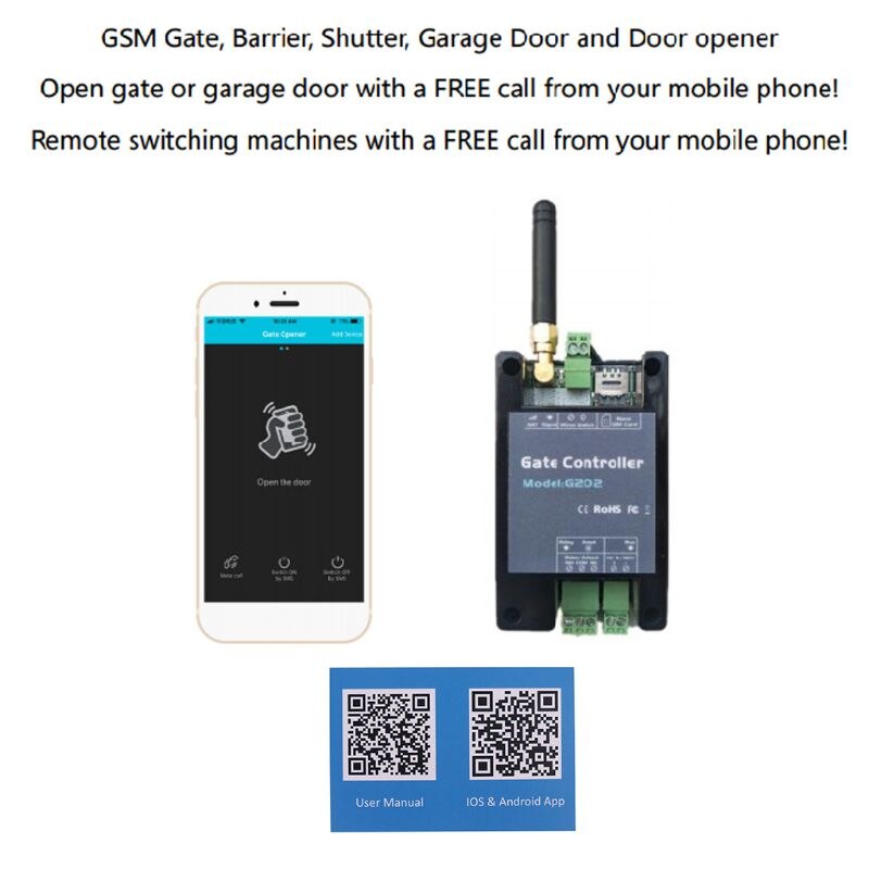 2g gsm  g202 gate åbner relæ switch industriel maskine switch adgang controller fjernbetjening døråbner gratis opkald