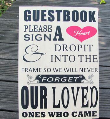 "Gelieve Teken Een Hart" Teken Voor Houten Bruiloft Hart Box Gastenboek Frames: only sign no easel