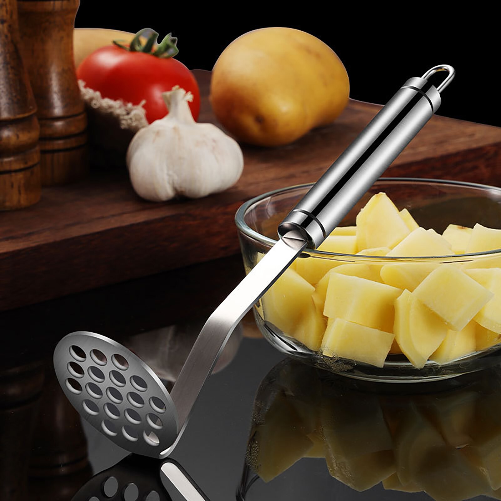 Mashed Potato Masher Stainless Steel Manual Mud Tool Fruit Tomato Potato Chip Mud Cutter Kitchen Fruit Vegetable Ricer Tools