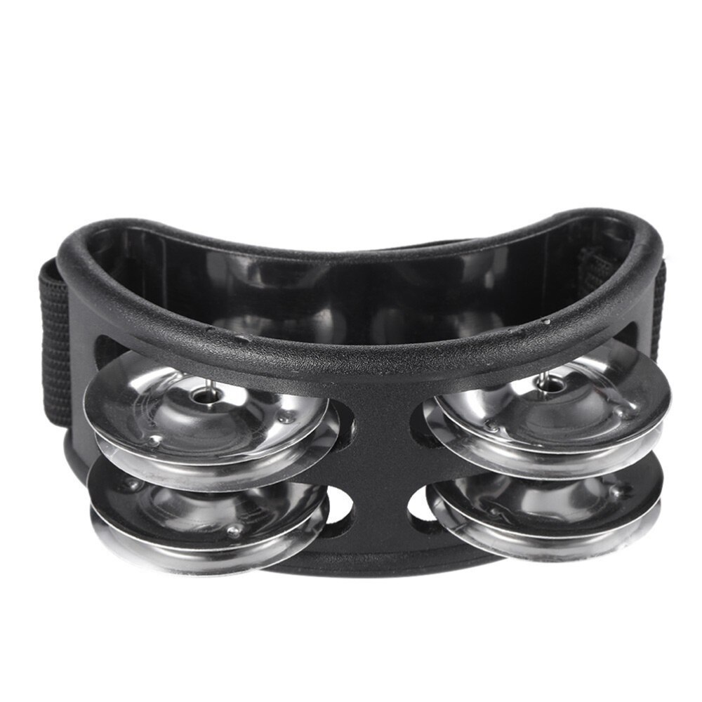 Foot Tambourine Percussion Musical Instrument With Metal Jingle Bells (Black): Black